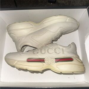 Gucci Beige and Green Sneakers